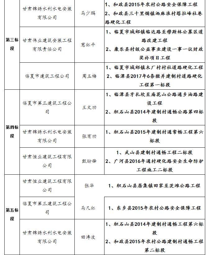 中標候選人項目經理業(yè)績2