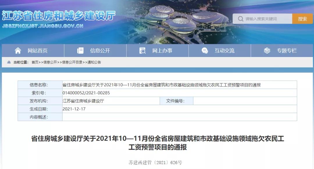 江蘇：通報1232個項目列入全省10-11月份預警項目！務必于2022年1月10日前整改到位！